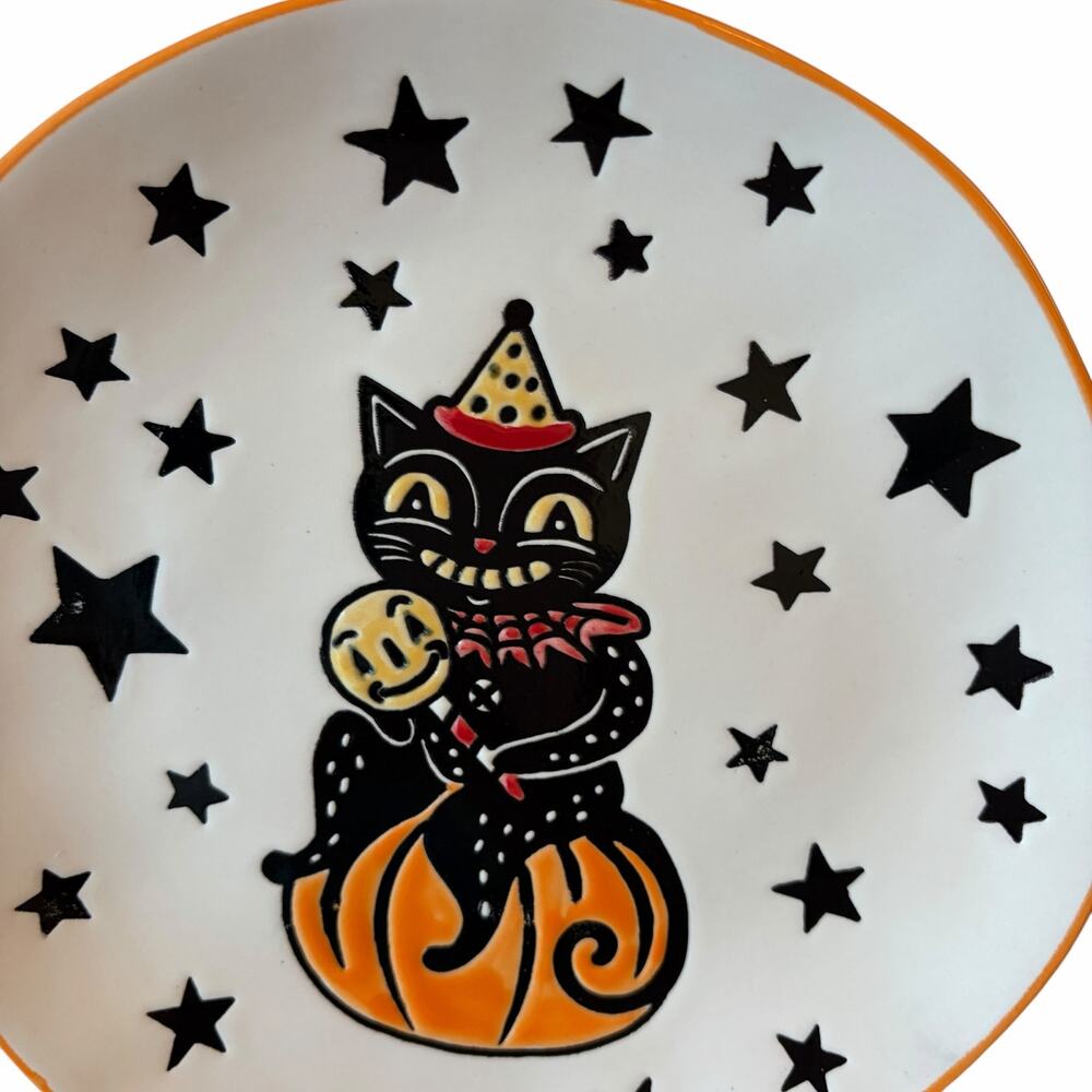 Eli & Ana Moxy Vintage Cat Salad Plates 8in Set of 4 Spooky Retro Halloween New - Picture 9 of 10